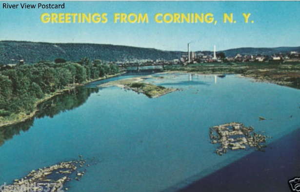 Corning Painted Post River View Postcard