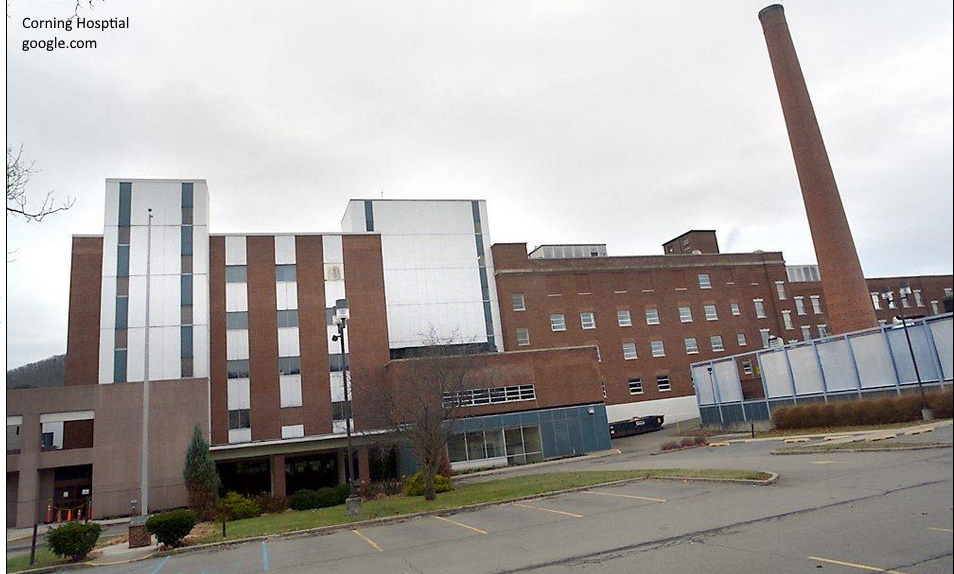 Corning Hospital in 1980s - in 2019 torn down